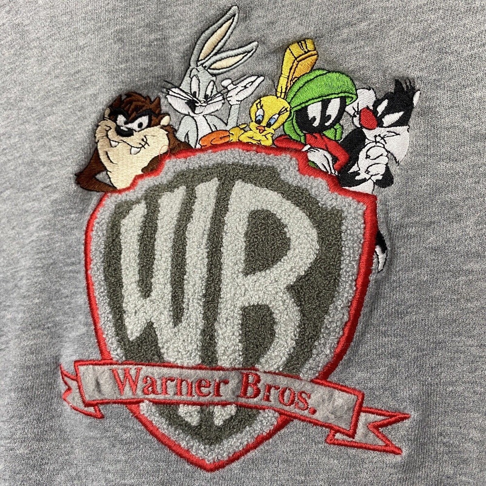Vintage Warner Bros Sweatshirt Men Large Taz Bugs Bunny Sylvester Marvin Martian - Picture 2 of 13